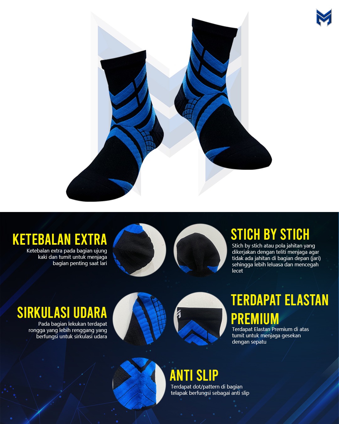 Kaos kaki Running Bold Series Quarter