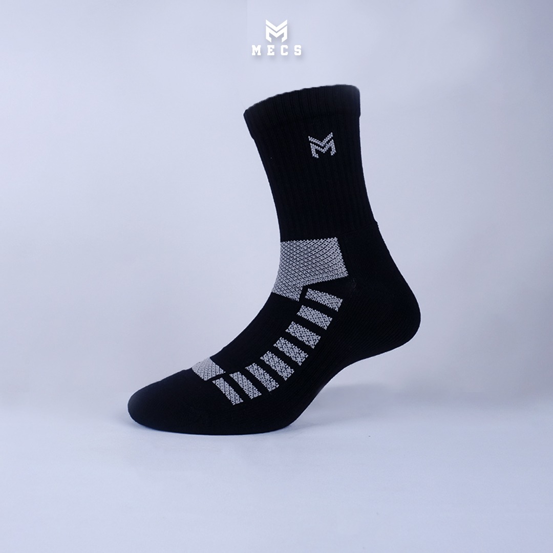 Scales Socks White/Black -kaos kaki olahraga tebal - kaos kaki sebetis -kaos kaki pria wanita