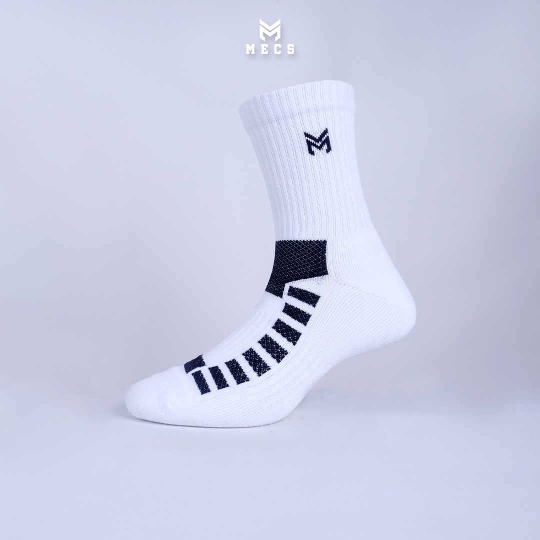 Scales Socks White/Black -kaos kaki olahraga tebal - kaos kaki sebetis -kaos kaki pria wanita