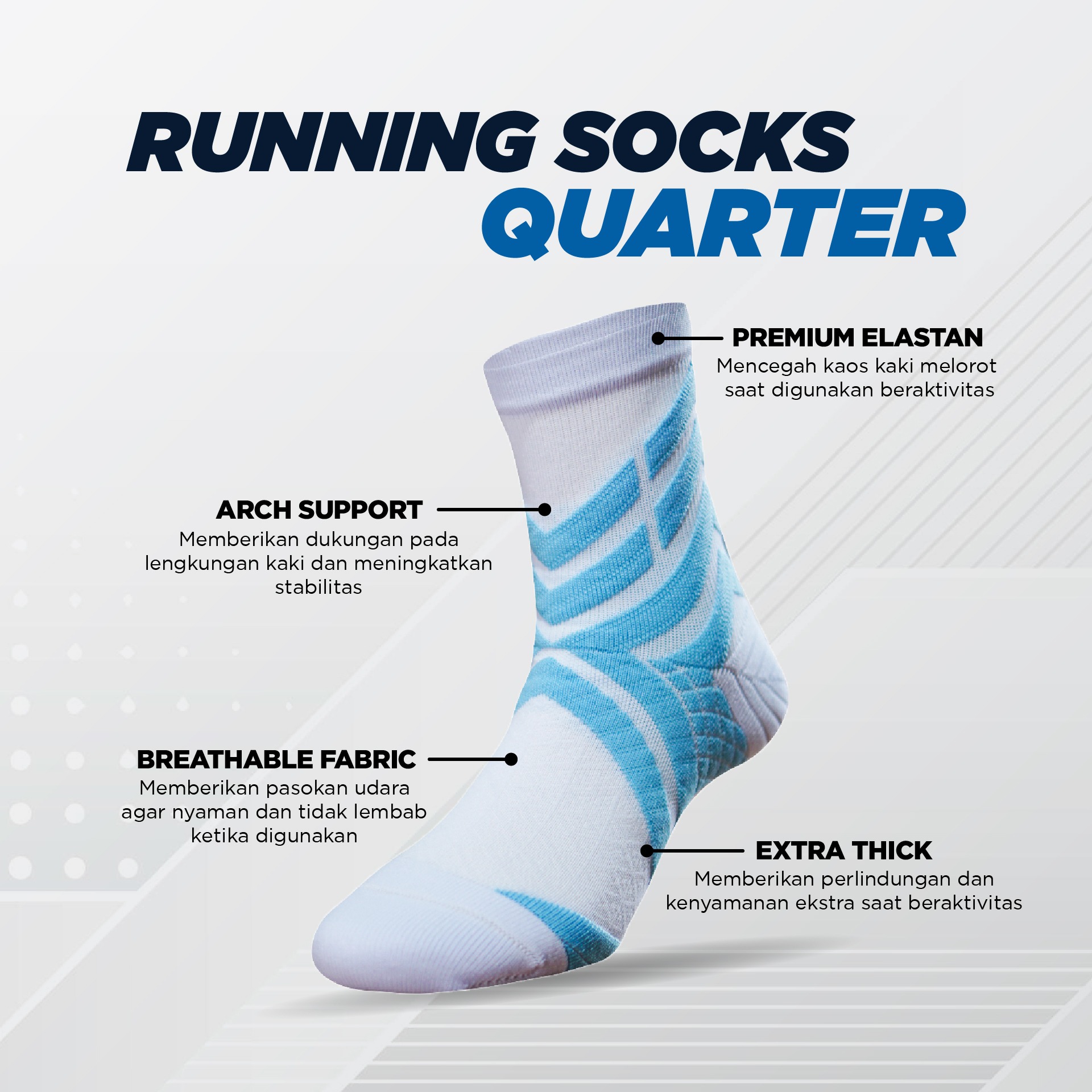 Kaos kaki Running Bold Series Quarter
