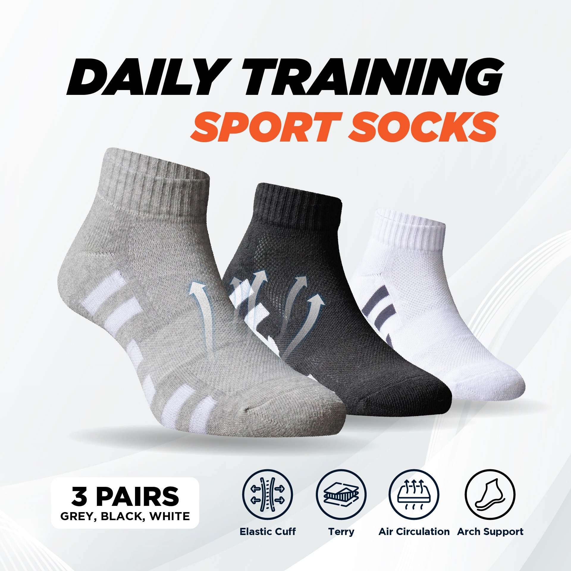 3 Pasang Kaos kaki Training Ankle 