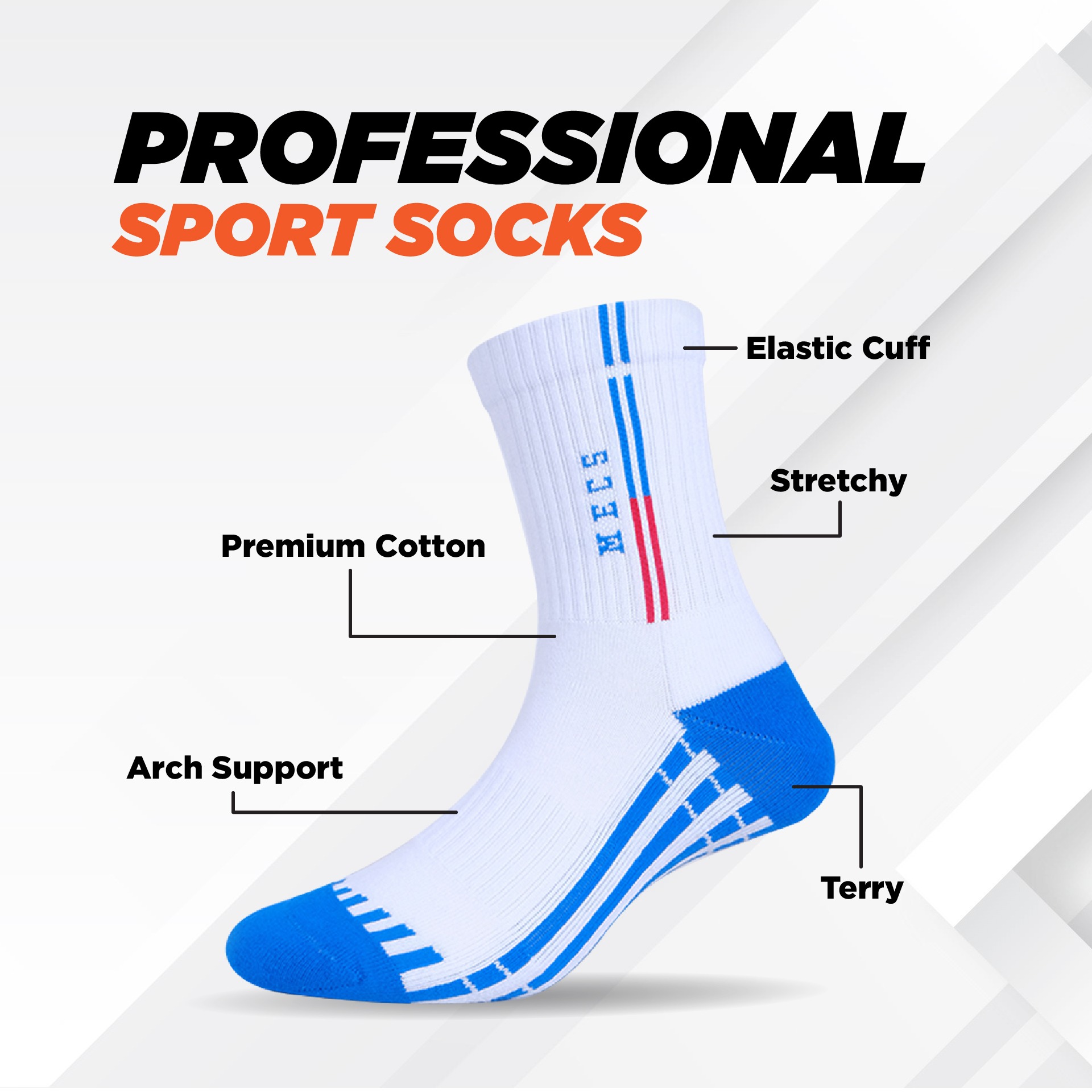 Kaos Kaki Olahraga Badminton/Voly/Basket/Lari Griding Line - Kaos kaki Pria wanita