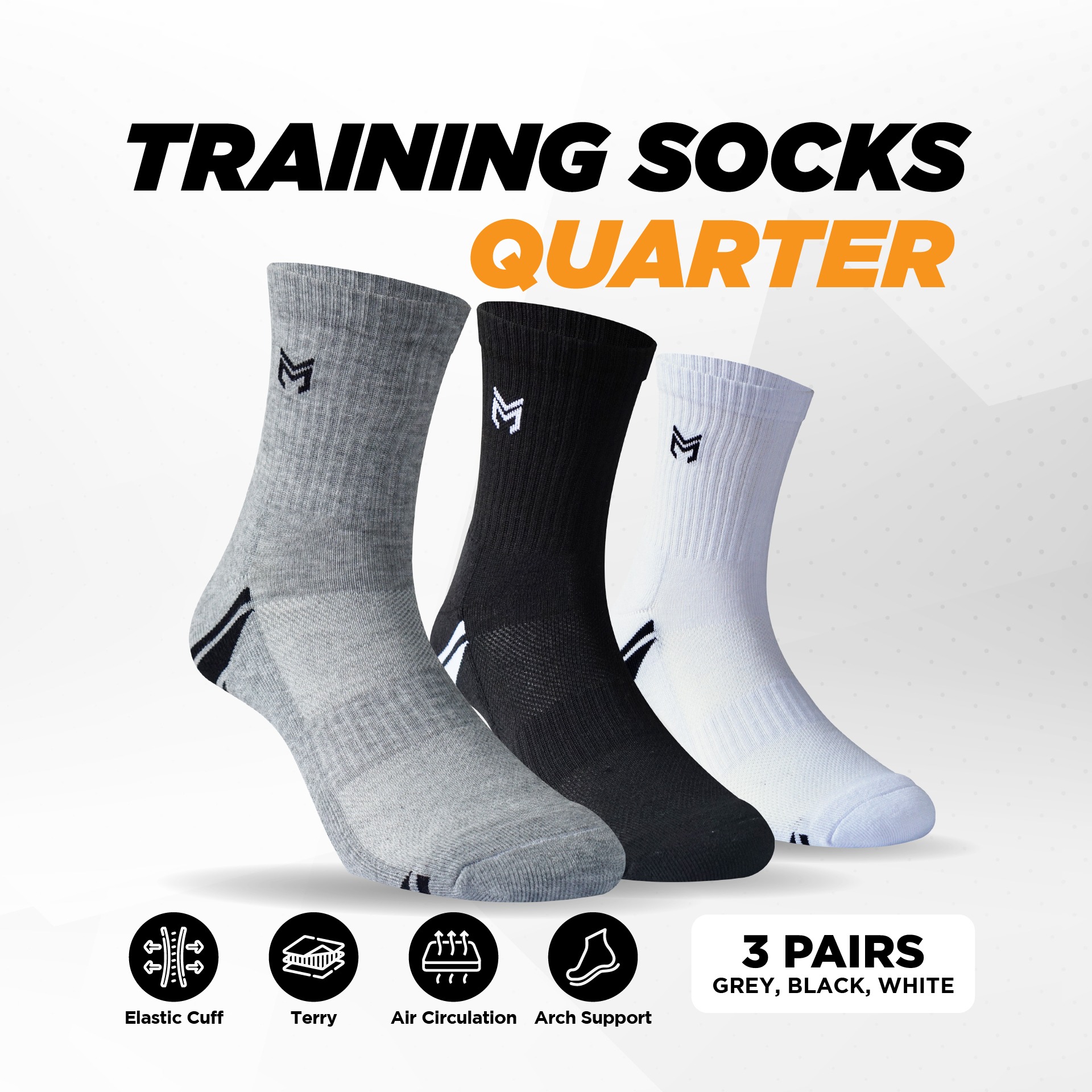 3 Pasang Kaos kaki Training Quarter