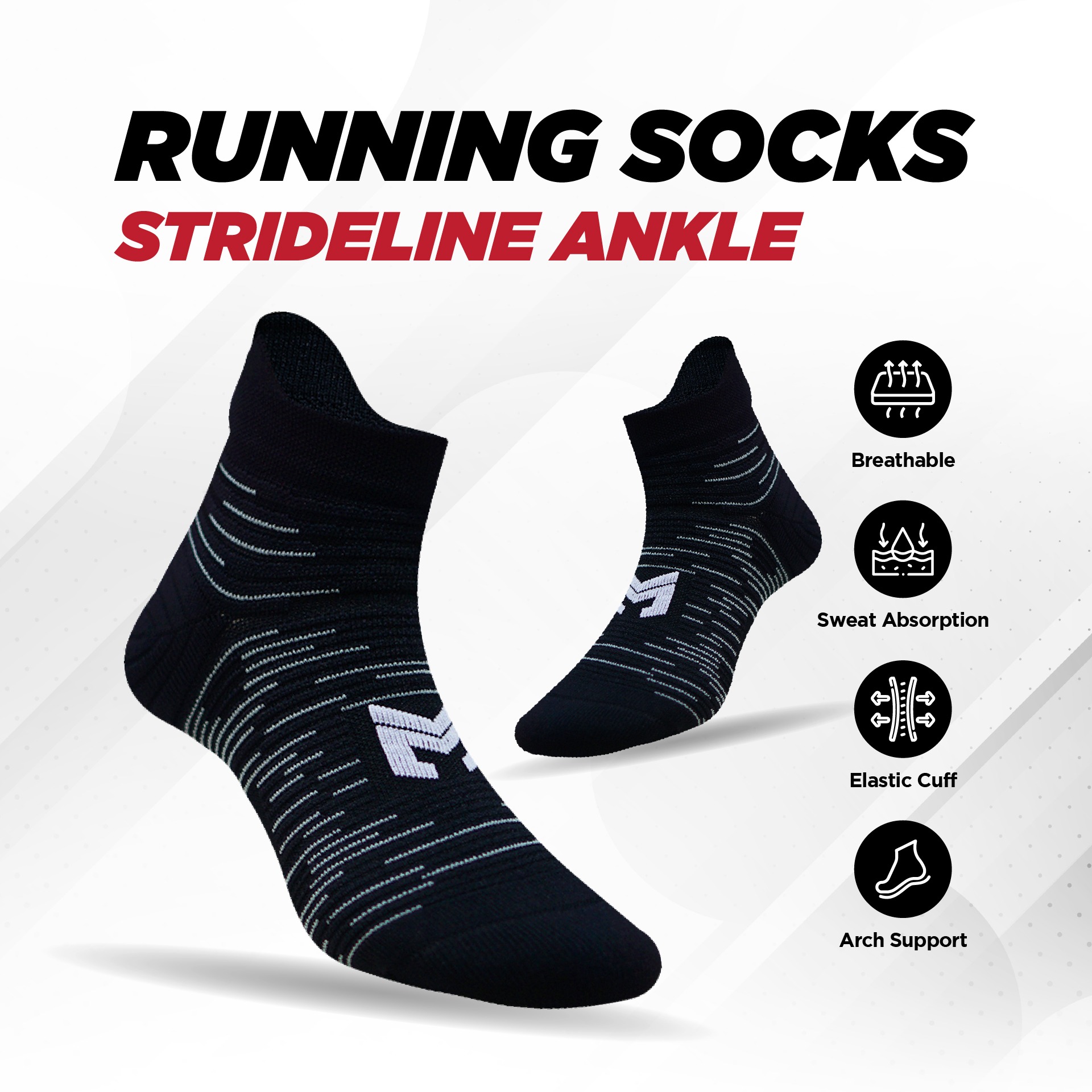 Kaos kaki Running Stride Lines Ankle