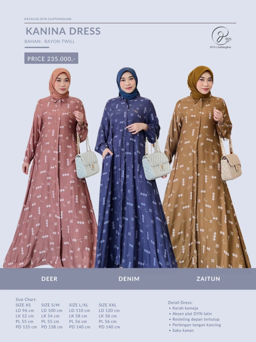Image of DYN Clothingline Kanina Dress Part 2 || Gamis Muslim Wanita