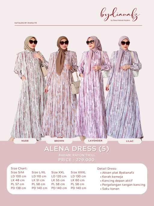 Image of Bydianafz Alena Dress Part 5 || Gamis Rayon Premium