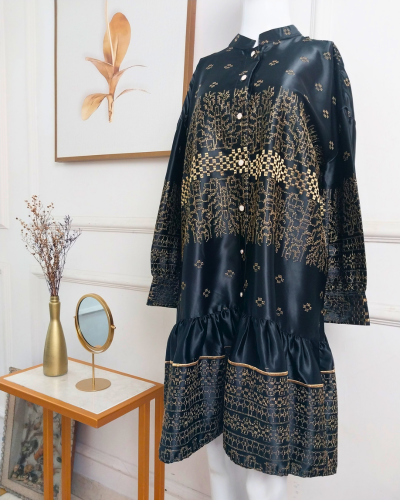 Camelia Tunic Charcoal Gold