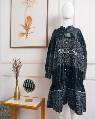 Camelia Tunic Charcoal Silver