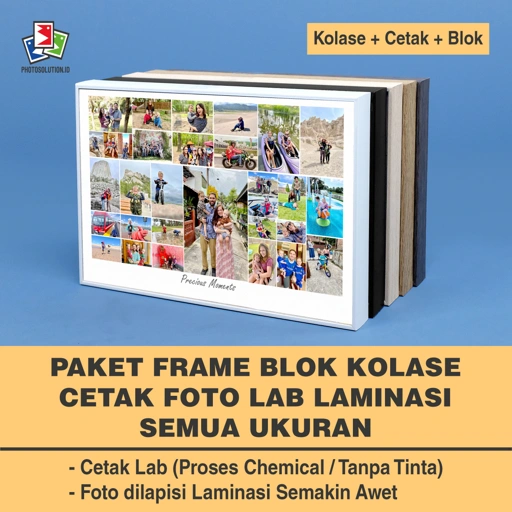 Image of Paket Cetak Kolase Laminasi Frame Foto Blok - PHOTOSOLUTION - 8RP 20x30 / 12RP 30x45 / 16RP 40x60 / 20RP 50x70 / 24RP 60x90 / 30x30