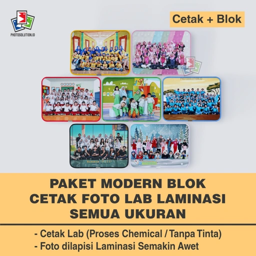 Image of Paket Cetak Laminasi Foto Blok Modern - PHOTOSOLUTION - 6R 15x20 / 8R 20x25 / 8RP 20x30 / 10RJB 25x30 / 12R 30x40 / 12RP 30x45