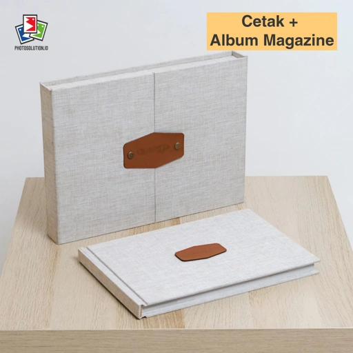Image of Paket Cetak Album Magazine Box Minimalis 2 Kanvas Foto Laminasi