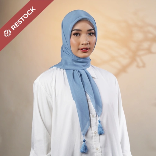 Image of Plain Tassel Blue & Green Series - Hijab Ronce Segiempat Paris Jepang Premium