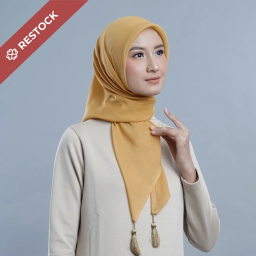 Image of Plain Tassel Yellow & Orange Series - Hijab Ronce Segiempat Paris Jepang Premium