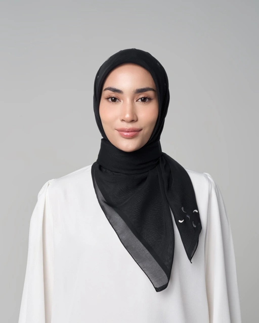 Image of Aquira Embroidery - Hijab Segiempat Bordir Tetesan Air
