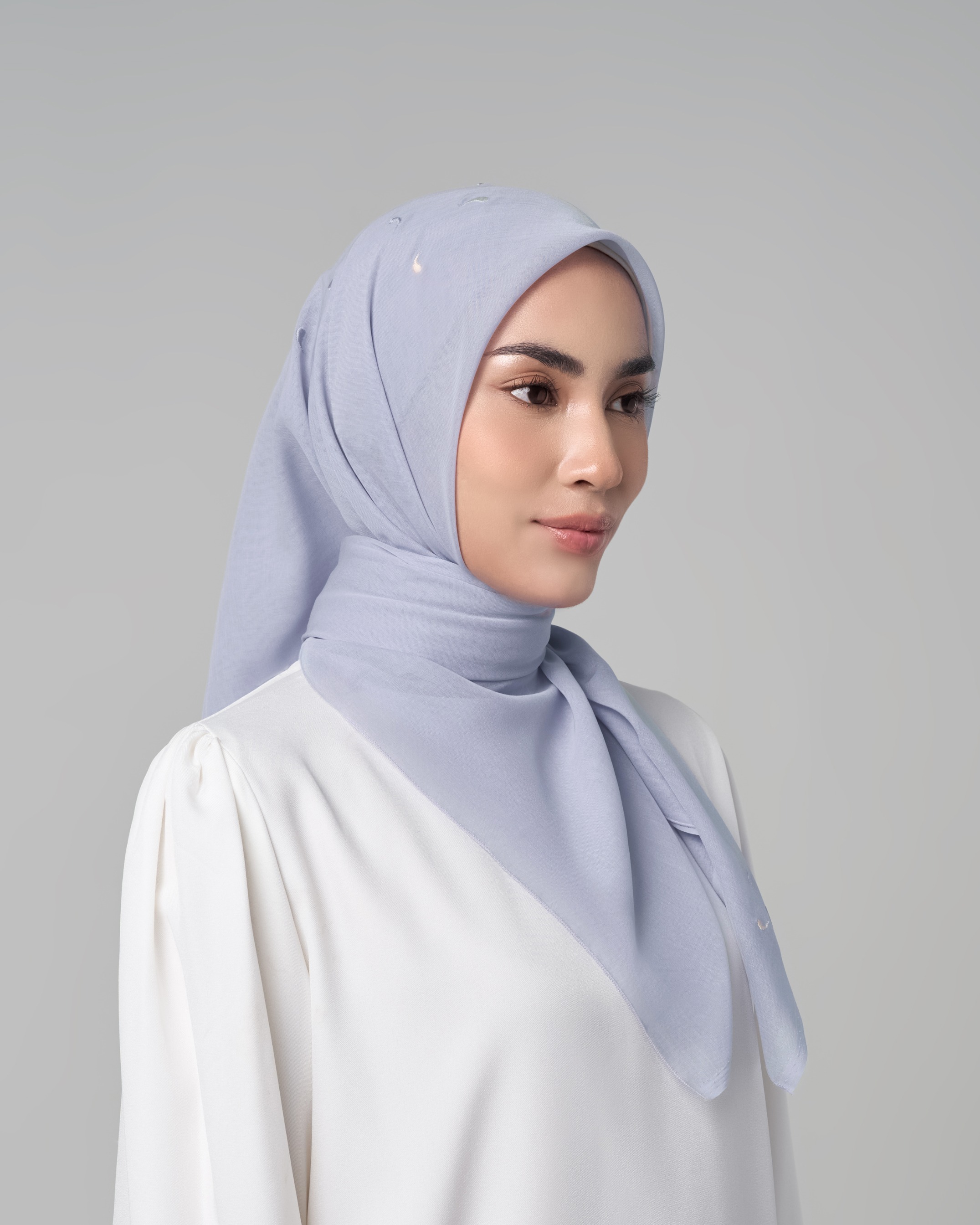 Aquira Embroidery - Hijab Segiempat Bordir Tetesan Air