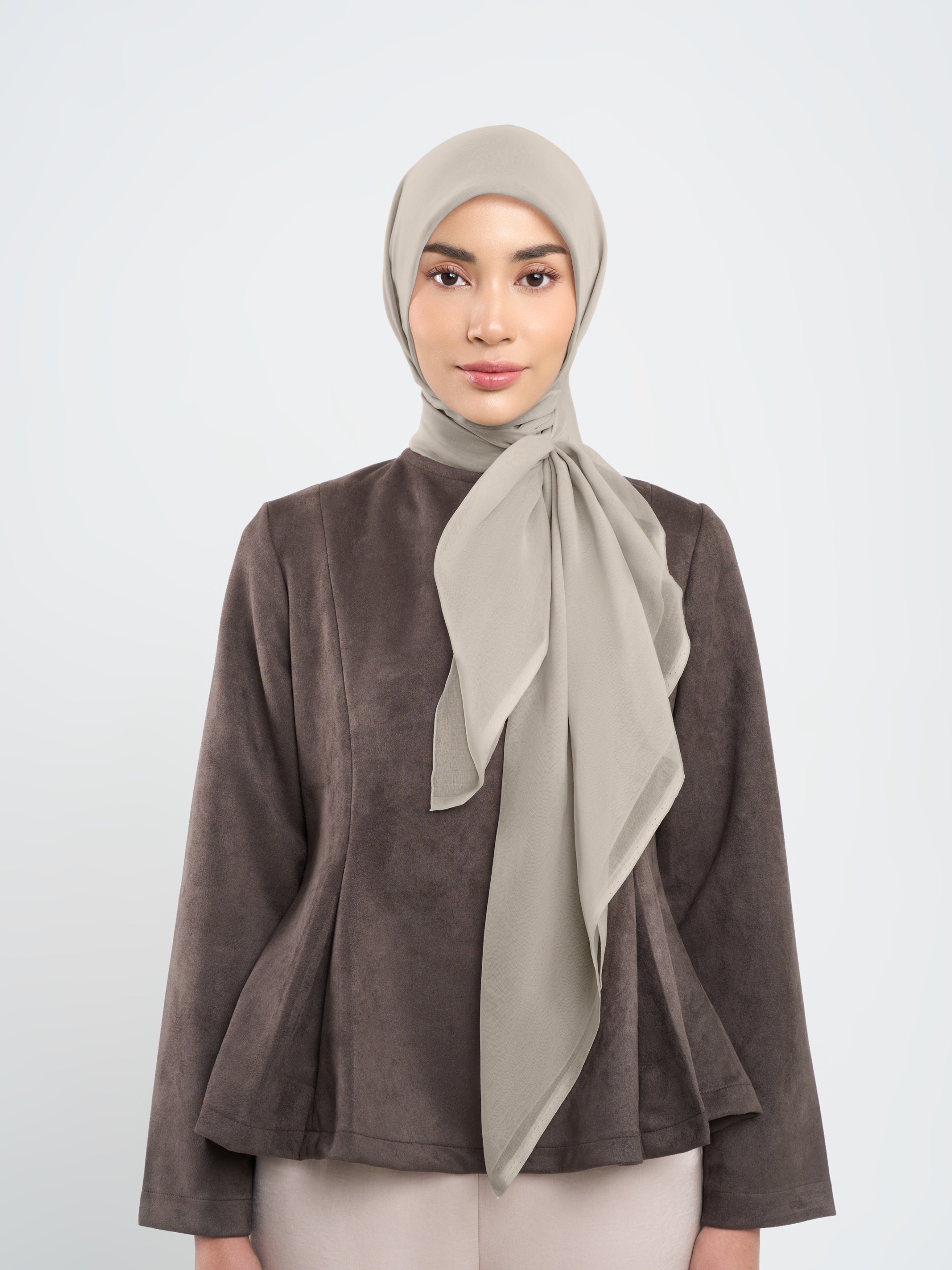Plain Paris - Hijab Segiempat Paris Jepang Premium Brown and Cream Series