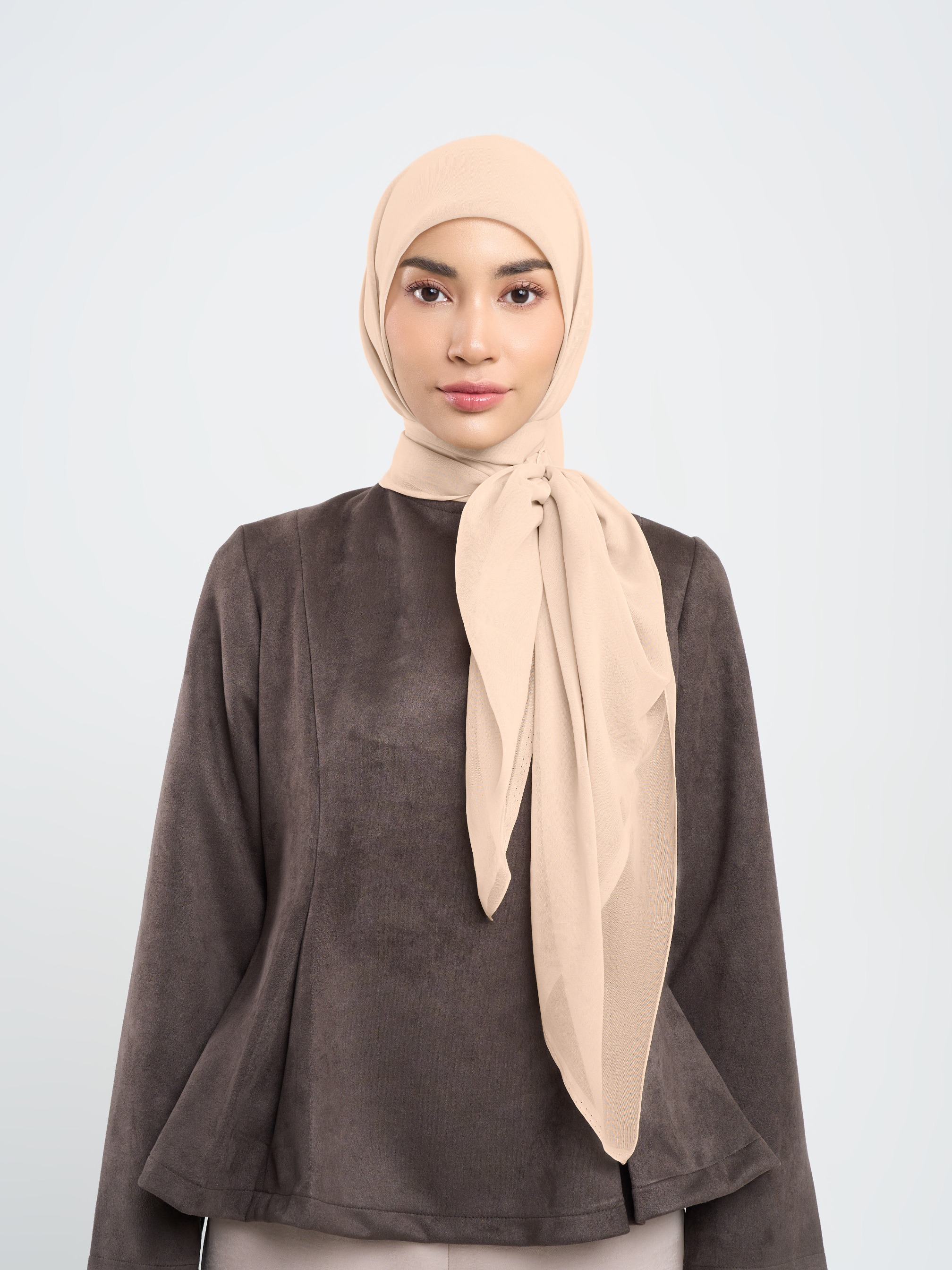 Plain Paris - Hijab Segiempat Paris Jepang Premium Brown and Cream Series