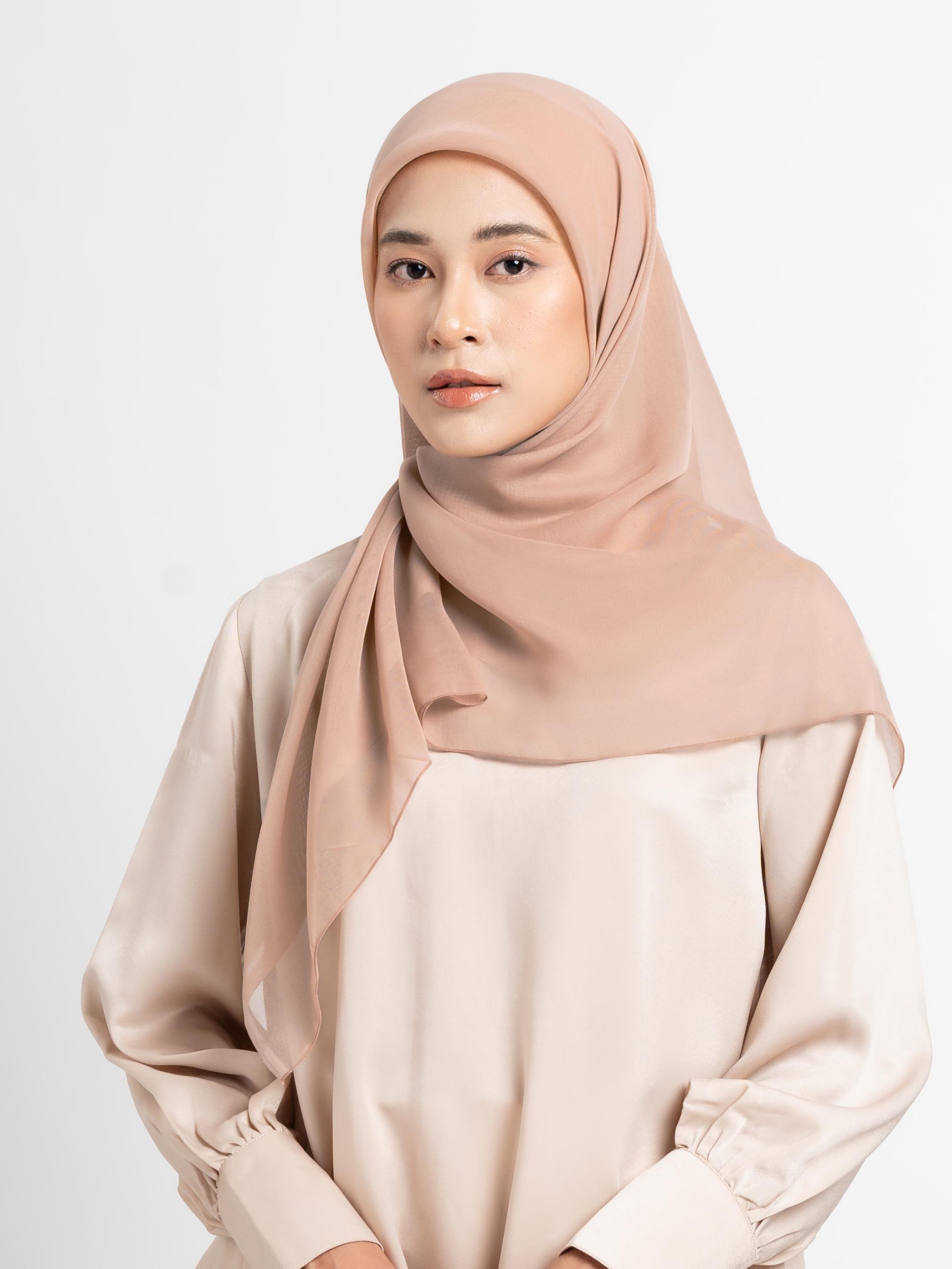 Plain Paris - Hijab Segiempat Paris Jepang Premium Brown and Cream Series