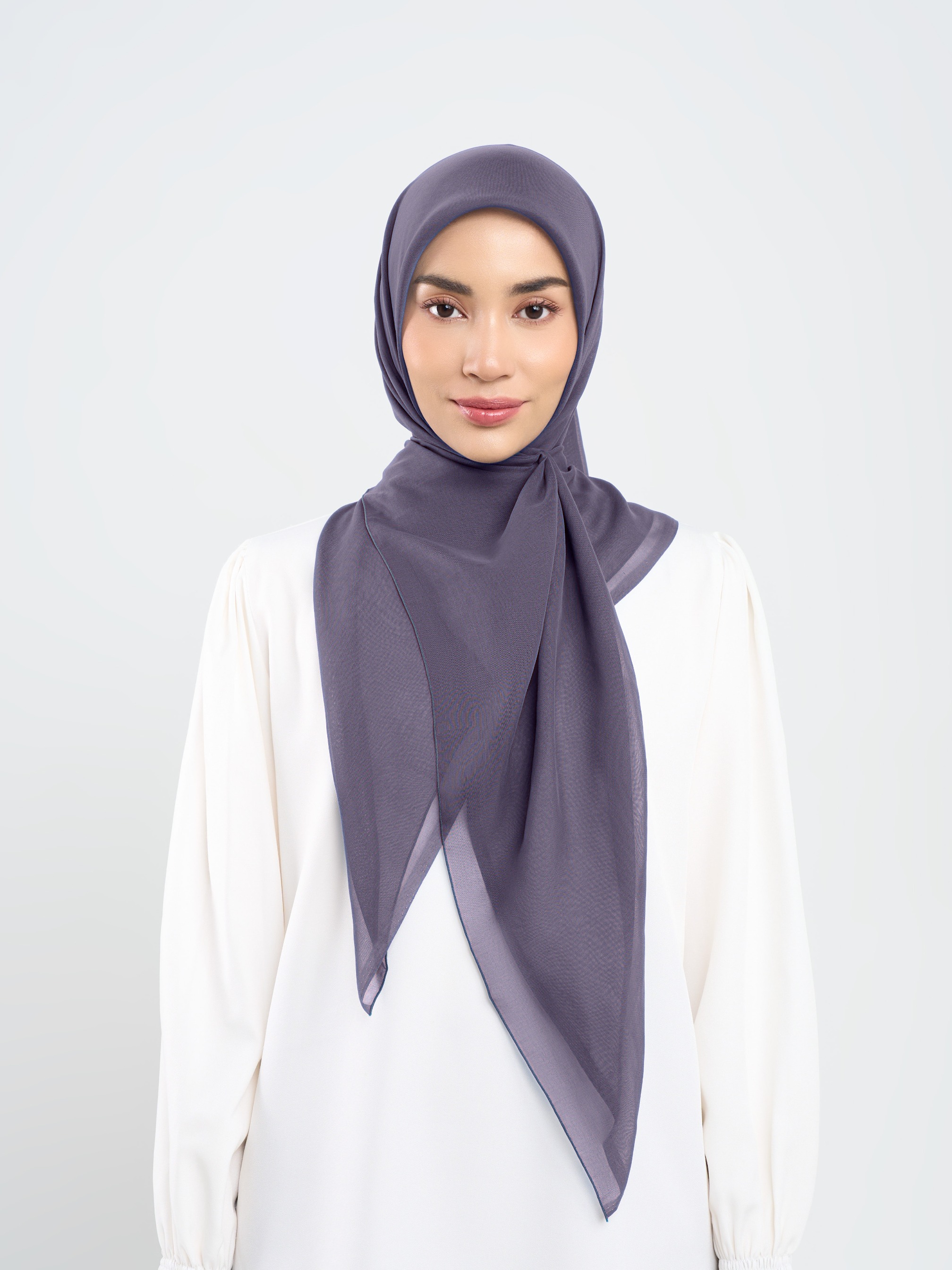 Plain Paris - Hijab Segiempat Paris Jepang Premium Grey and Purple Series