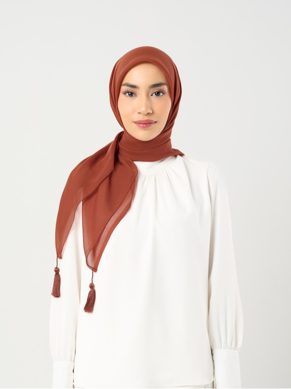 Plain Tassel New Colors - Hijab Segiempat Paris Jepang Premium Ronce 115 x 115 cm