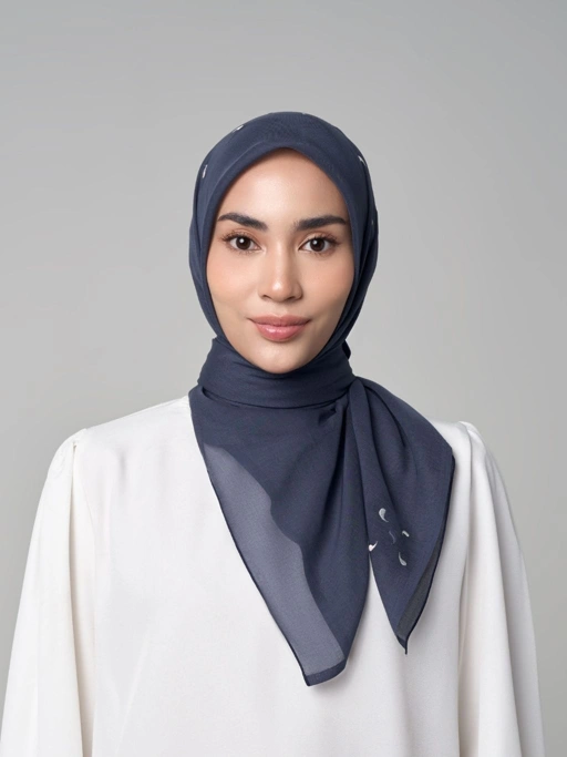 Image of Aquira Embroidery - Hijab Segiempat Bordir Tetesan Air