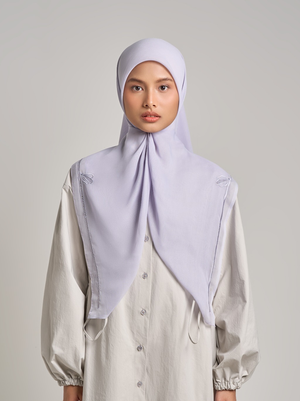 Afiya Embroidery - Hijab Segiempat Bordir Geometris & Bunga