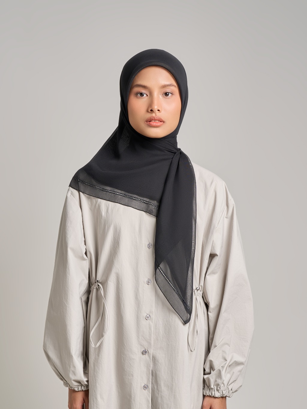 Afiya Embroidery - Hijab Segiempat Bordir Geometris & Bunga