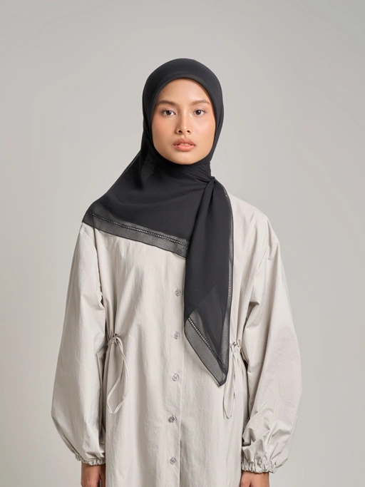 Image of Afiya Embroidery - Hijab Segiempat Bordir Geometris & Bunga