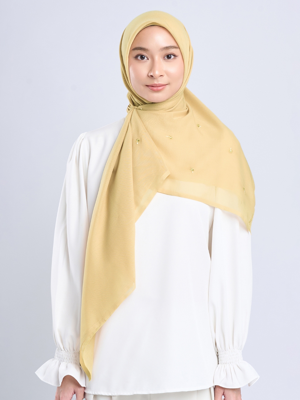 Nafi Embroidery - Hijab Segiempat Bordir Bunga