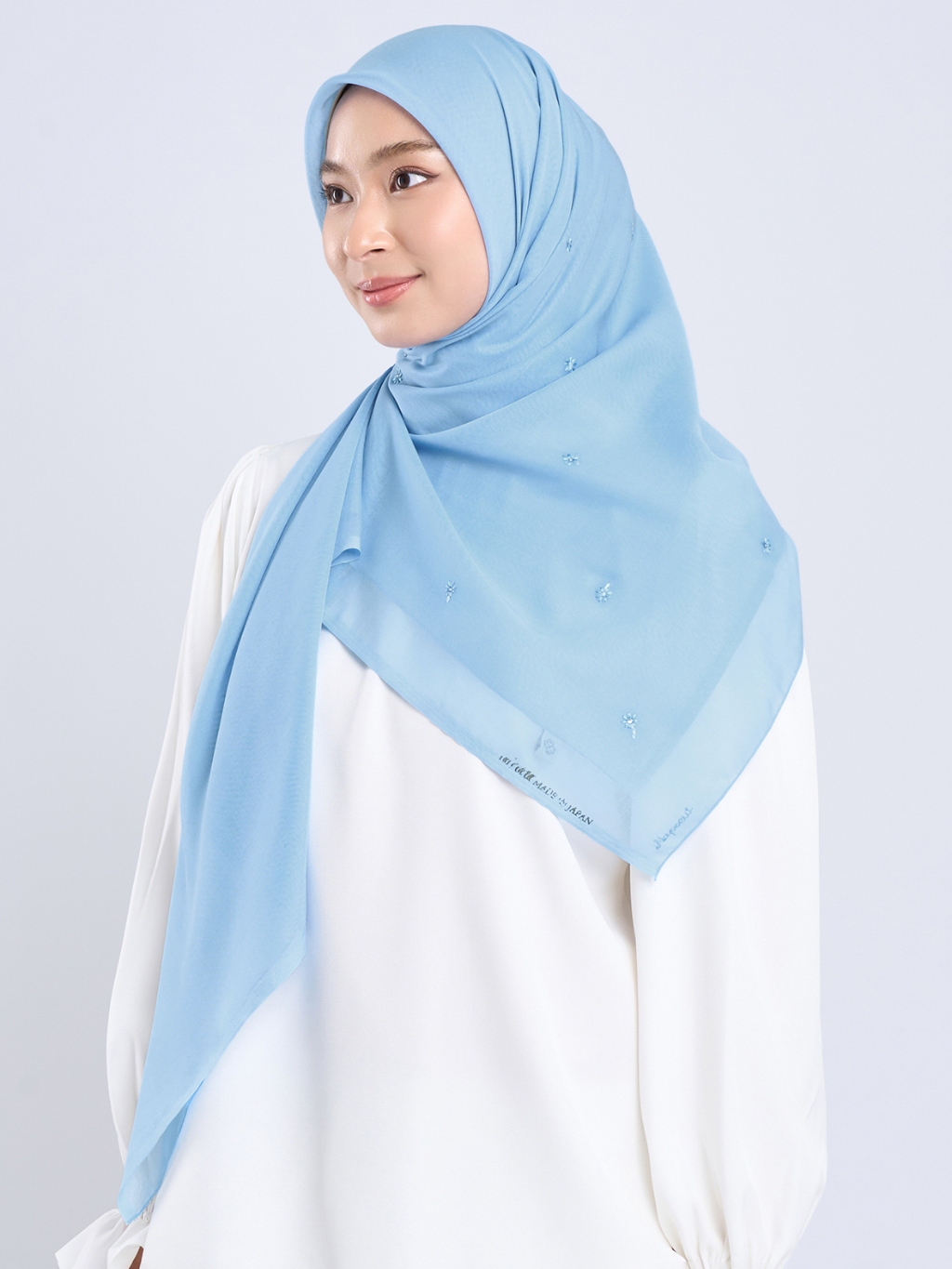 Nafi Embroidery - Hijab Segiempat Bordir Bunga