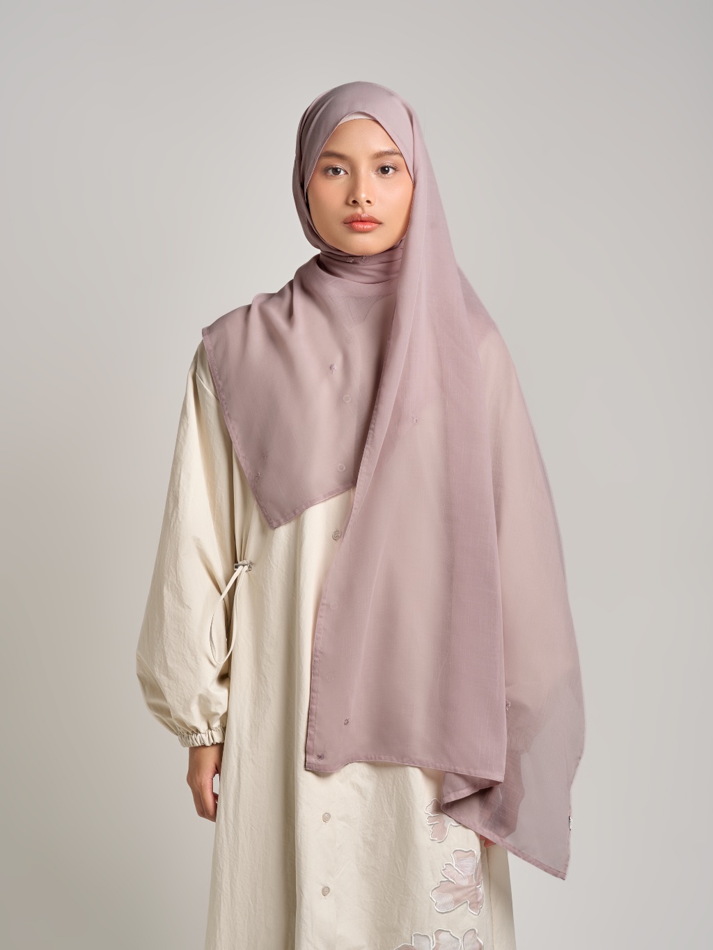 Liqo Pashmina - Pashmina Bordir Flowy Premium