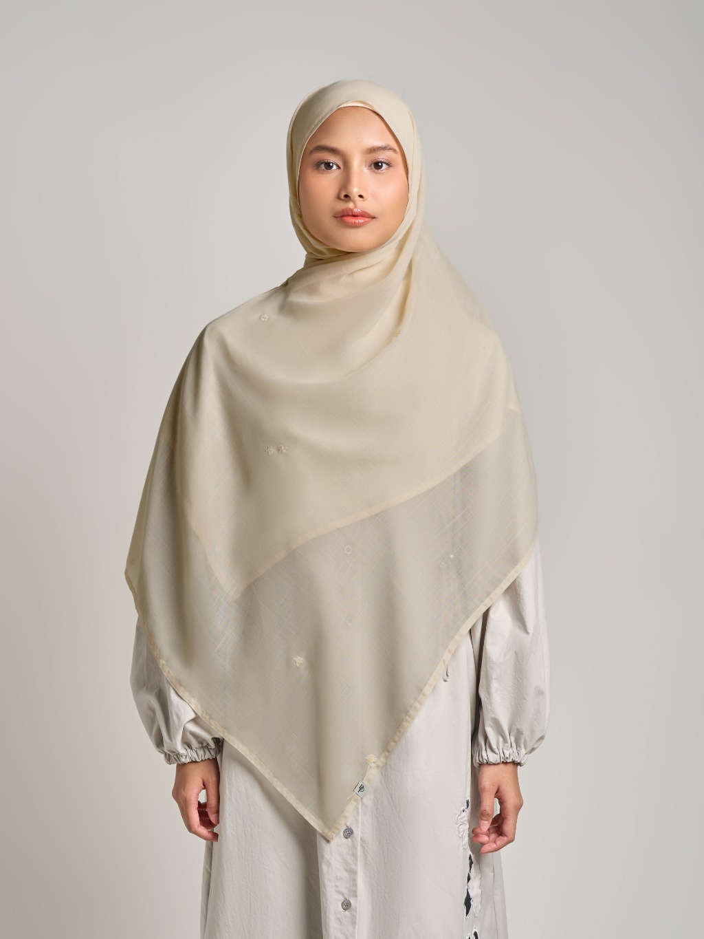 Liqo Pashmina - Pashmina Bordir Flowy Premium