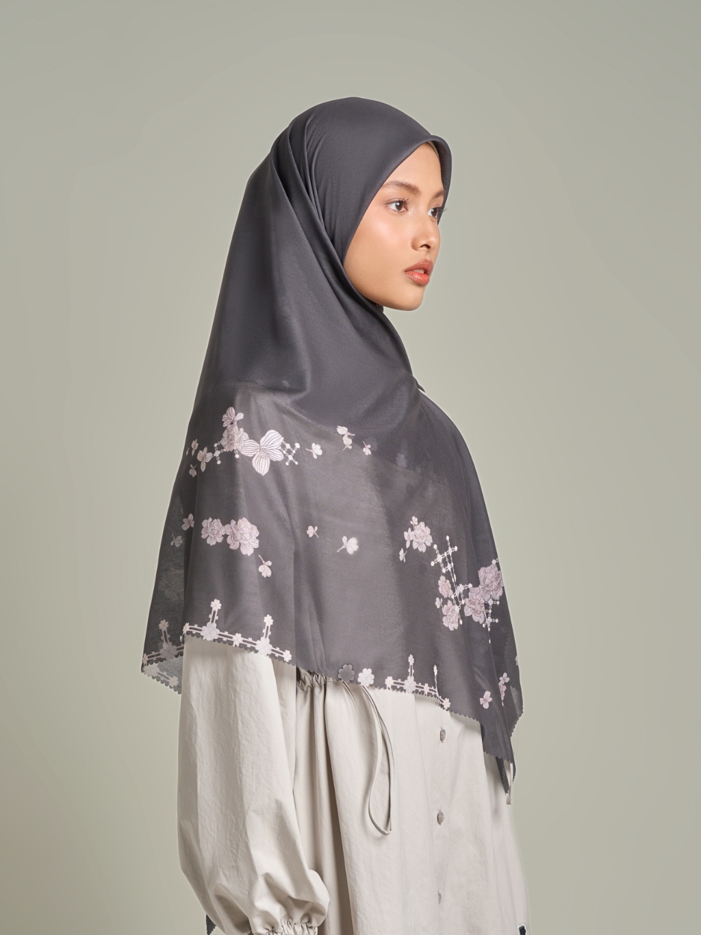 Selaras Scarf Syar'i - Hijab Printing Bunga Premium