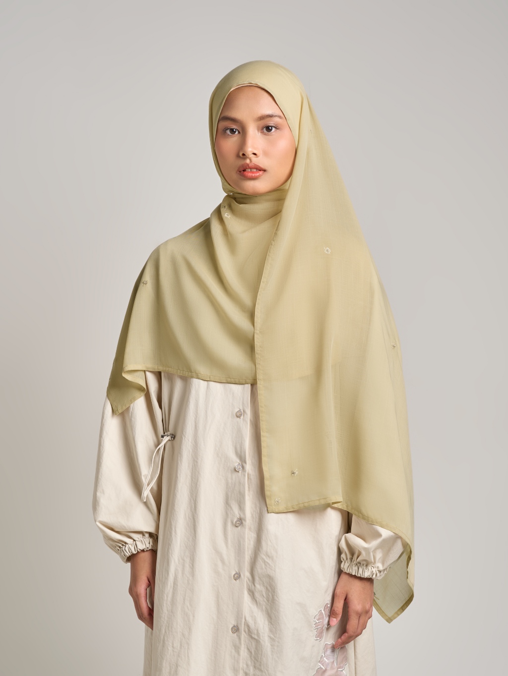 Liqo Pashmina - Pashmina Bordir Flowy Premium