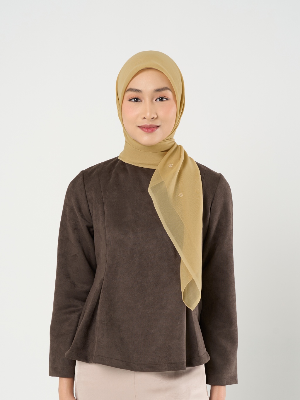Ayara Embroidery - Hijab Segiempat Bordir Bunga Crystal