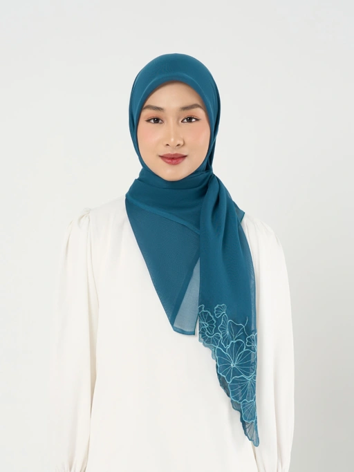 Liyana Embroidery - Hijab Segiempat Bordir Bunga Crystal