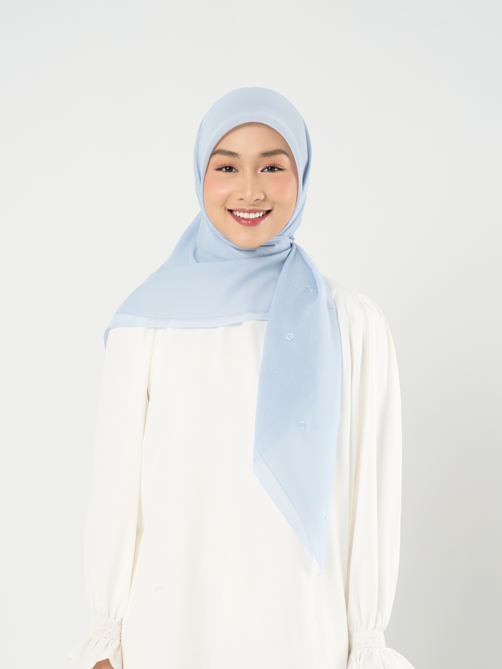 Ayara Embroidery - Hijab Segiempat Bordir Bunga Crystal