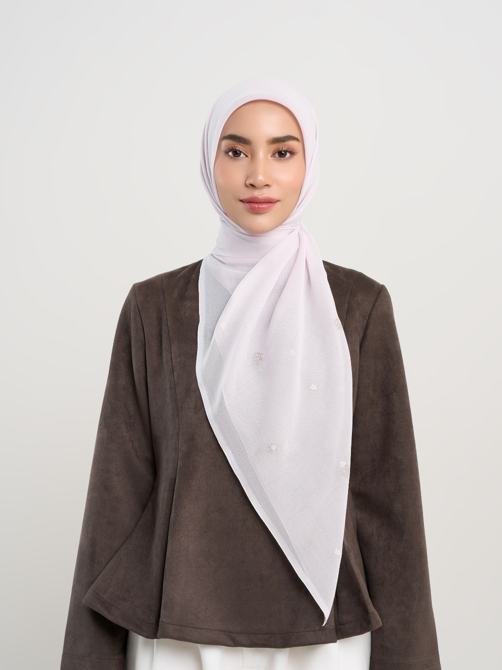Kenna Embroidery - Hijab Segiempat Bordir Bunga Crystal