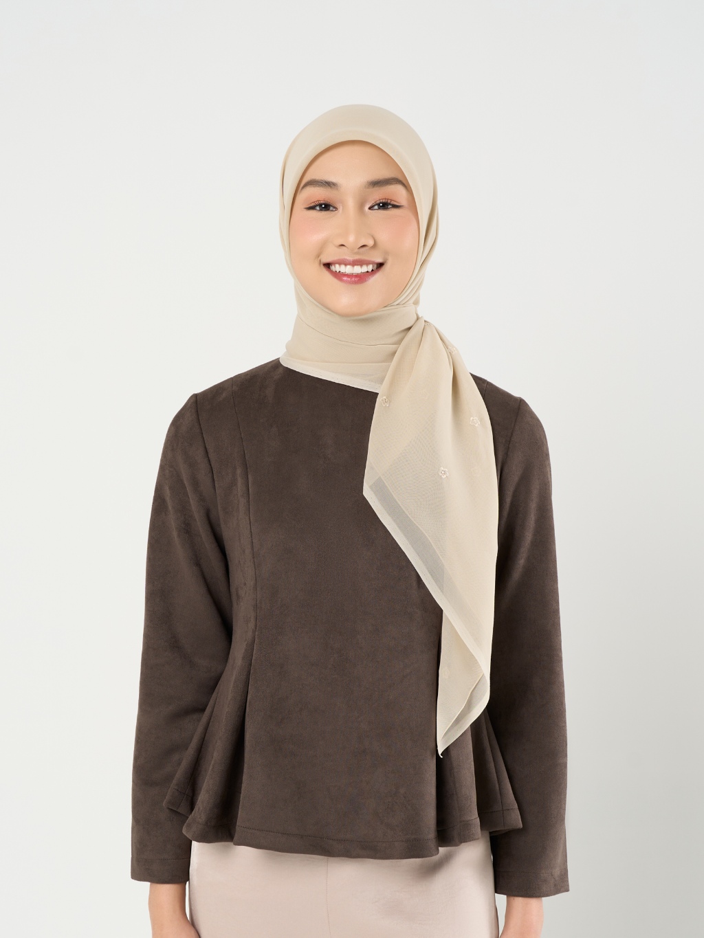 Ayara Embroidery - Hijab Segiempat Bordir Bunga Crystal