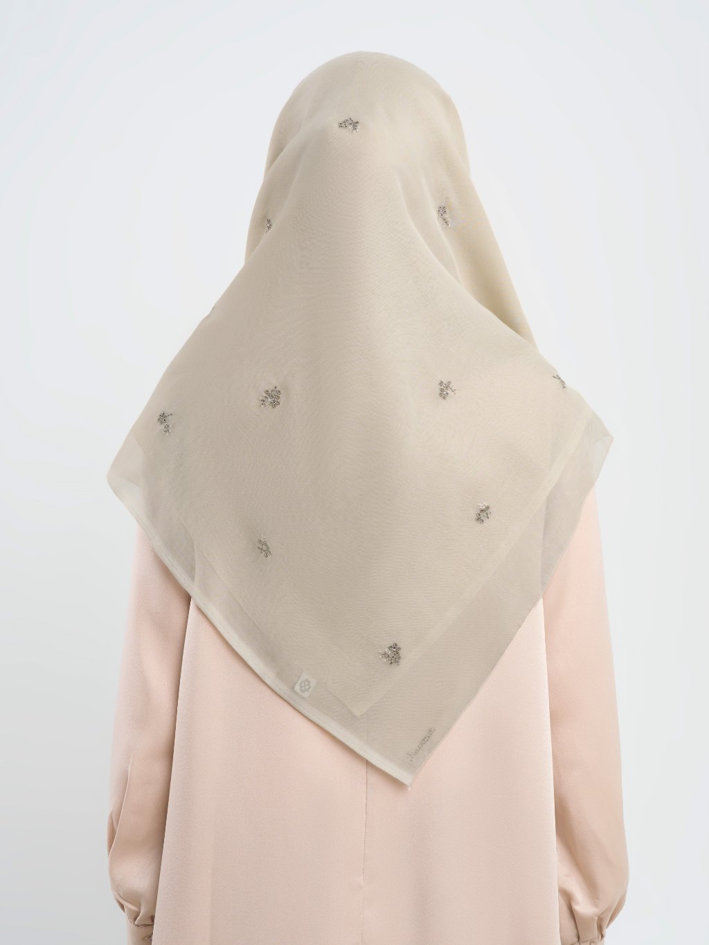 Mahra Embroidery - Hijab Segiempat Bordir Bunga Crystal
