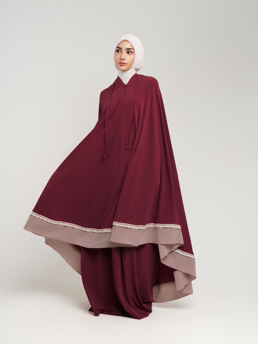 Samara Lace 2 tone Prayer Set - Mukena Travel Premium
