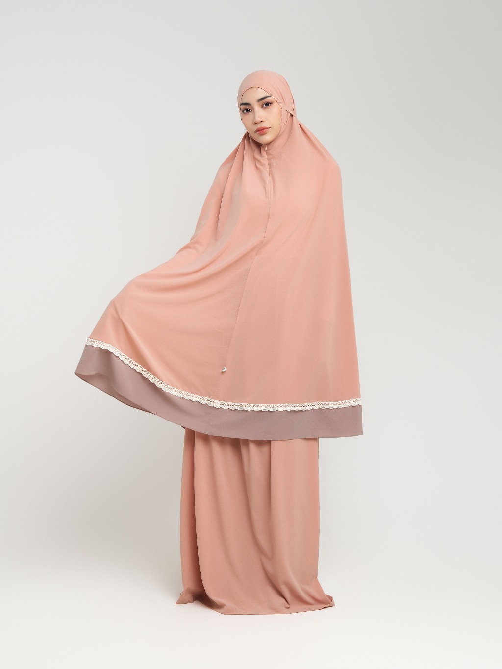 Samara Lace 2 tone Prayer Set - Mukena Travel Premium