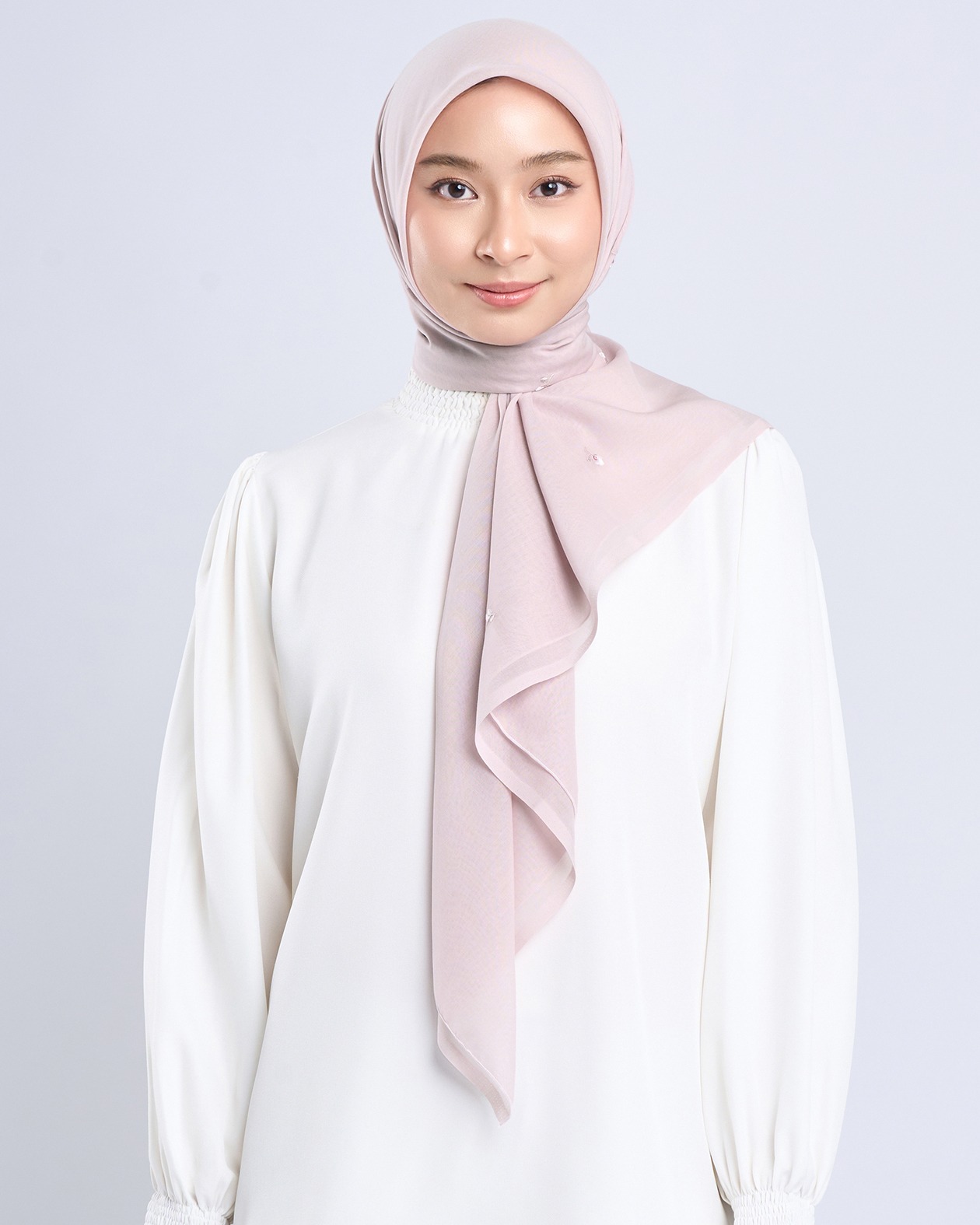 Zyra Embroidery - Hijab Segiempat Bordir Bunga