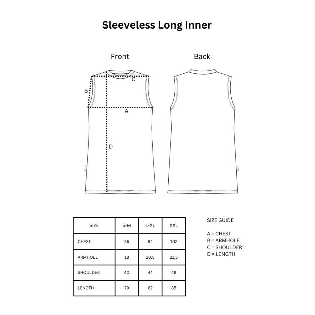 Sleeveless Long Inner - Manset Tencel Tanpa Lengan Premium