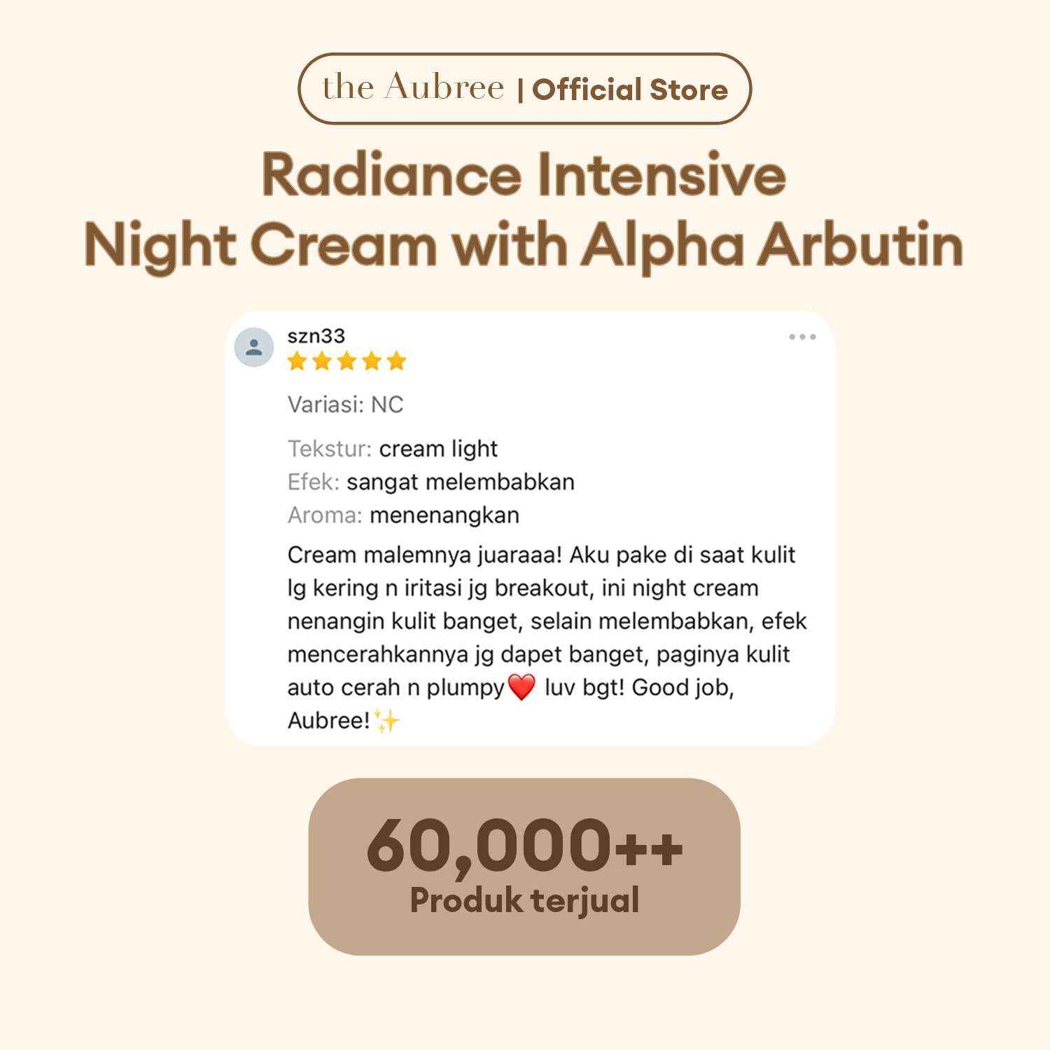 The Aubree Radiance Intensive Night Cream with Alpha Arbutin 30g