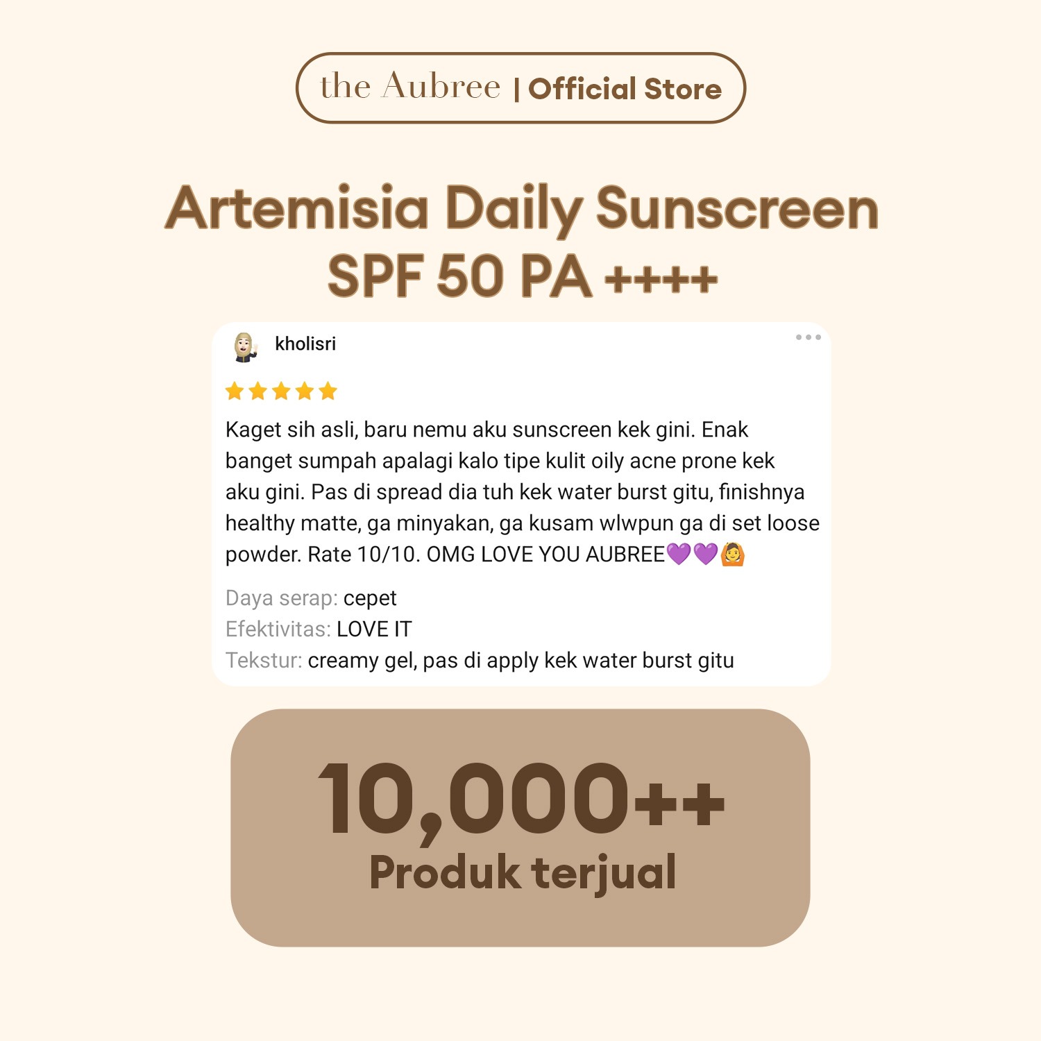 The Aubree Artemisia Daily Sunscreen SPF 50 PA ++++ 