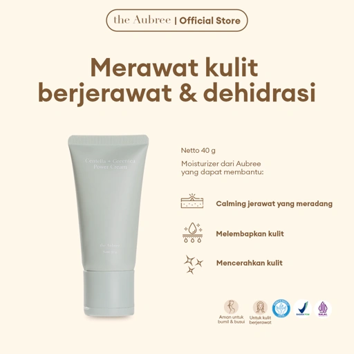 The Aubree Centella + Greentea Power Cream New Formula 40gr Pelembap Kulit Berminyak