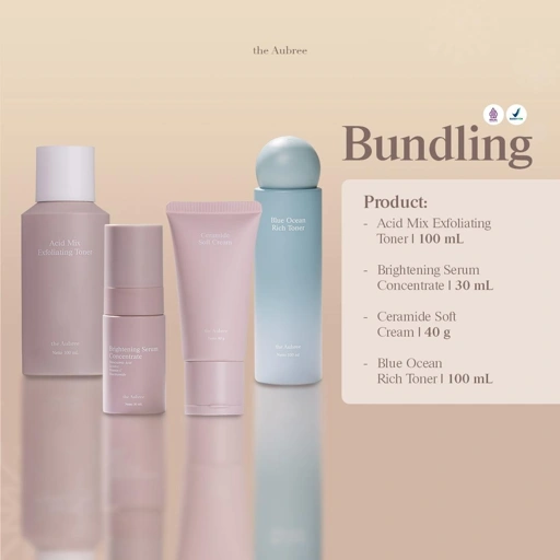 Image of The Aubree Bundling Acid Mix 100ml + Blue Ocean Rich Toner 100ml + Brightening Serum 30ml + Ceramide Soft Cream 40gr