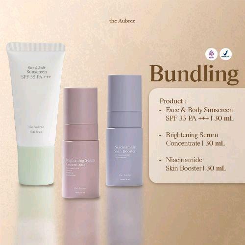 The Aubree PAKET Face & Body Sunscreen SPF 35 PA+++ + Brightening Serum 30ml + Niacinamide Skin Booster 30 ml