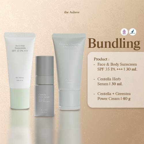 The Aubree PAKET Face & Body Sunscreen SPF 35 PA +++ 30 ml + Centella Herb Serum 30 ml + Centella + Greentea Power Cream 40 g